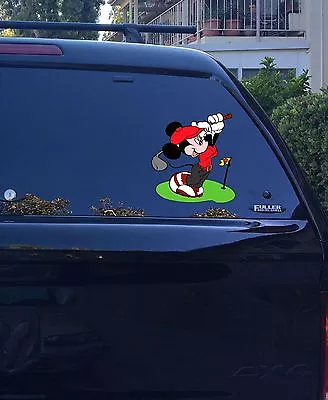 02-36 Mickey Mouse Golf Swing Out  Window Vinyl Decal • $6.50