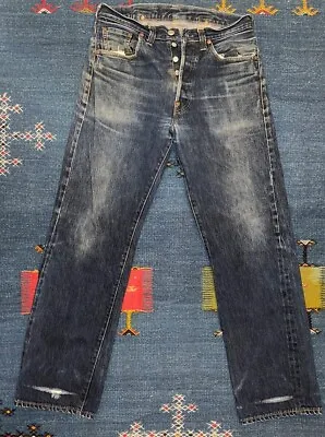 LEVI VTG 1937 201XX BUCKLE BACK JEANS 33×32 Big E 555 VALENCIA ST SF! • $350