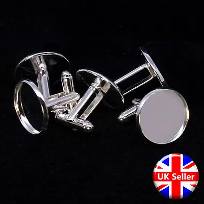Silver Tone Cufflink Setting Blanks Fits 18mm Cabochon • £105