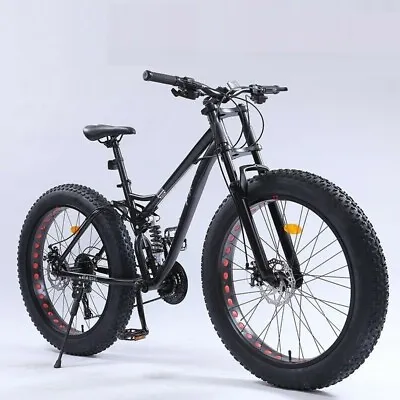 $536 • Buy 26  X 4.0 Fat Tire Bicycle Beach Mountain Bike Full Suspension 21 Speed Black