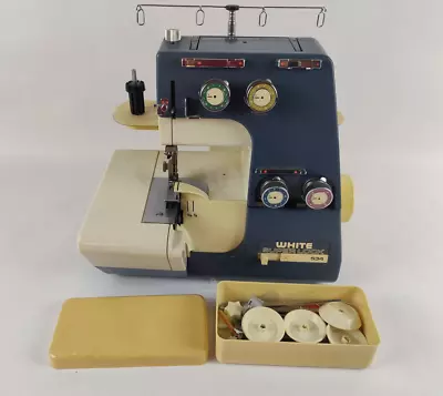 White Super Lock 534 Sewing Machine Serger FOR PARTS OR REPAIR Powers ON • $42.99