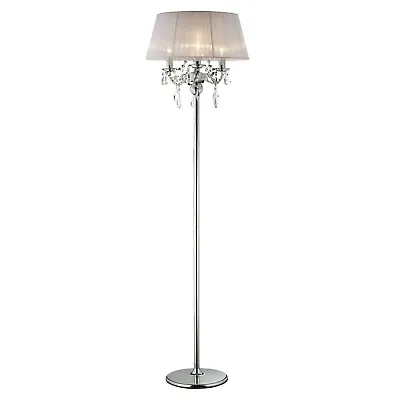 Crystal Floor Lamp Modern 3 Arm Light White Shade Polished Chrome Crystal Prism  • £399