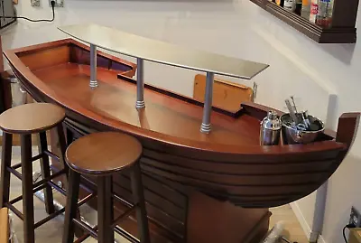 Rare Mahogany Pirate Ship Boat Cocktail Bar – Bar WNL56 • $5620