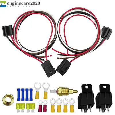 175/185 Dual Electric Cooling Fan Wiring Install Kit Thermostat 40 AMP Relay • $19.19