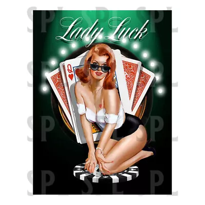 Lady Luck Metal SIGN RETRO Kitchen GARAGE BAR PUB MAN CAVE • £3.95