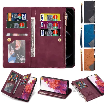 Zip Wallet Case Leather Flip Cover For Huawei Y6 2019 Y7 2019 P Smart 2019 P20  • £8.39