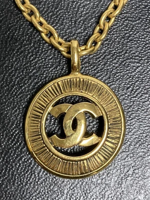 $760.56 • Buy Chanel  Necklace Vintage Coco Mark Circle Chain Gold Pendant Ladies Accessories