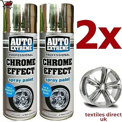 Auto Chrome Foil Mirror Effect Aerosol Spray Paint Metal Car Van DIY 2 X 400ml • £10.95
