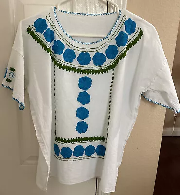 Mexican Embroidered Tunic Top Shirt Blouse Size Small/Medium • $8