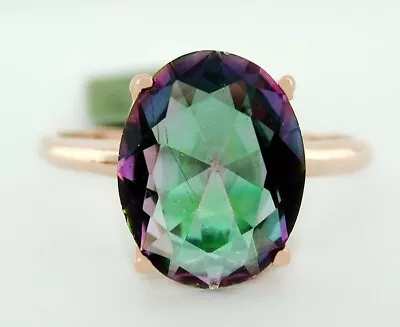 MYSTIC TOPAZ 6.30 Cts SOLITAIRE RING .925 SILVER (rose Tone) - NEW WITH TAG • $0.99