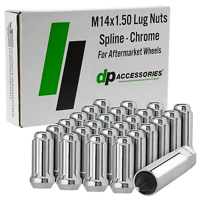 Chrome M14x1.5 Closed End XL Spline Lug Nuts For Aftermarket Wheels - Set Of 24 • $41