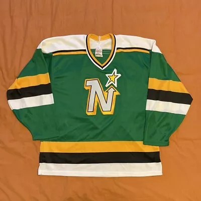 Vintage 80s CCM Minnesota North Stars Home Jersey Green Size L Made In USA • $80