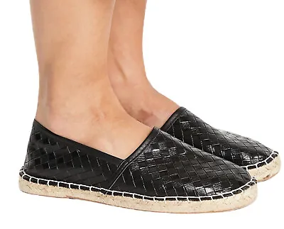 New London Rebel Black Woven Faux Leather Espadrilles Shoes Size 6 US • £33.72