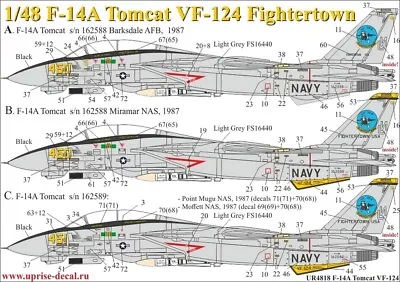 1:48 Decal F-14A Tomcat VF-124 With Stencils UpRise Decals UR4818 • $21.45