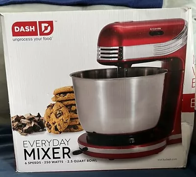 Dash Everyday Stand Mixer 6 Speeds 3 Quart Bowl Red 250 Watts NEW • $39.99