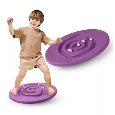 Wobble Balance Board For Kids Plastic Rocker Maze Board With 5 Balls P-Purple • $60.51