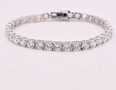 5mm CZ Round Cut Prong Set Tennis Bracelet Sterling Silver 18TCW 925 • $71.49