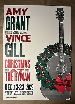 2023 AMY GRANT & VINCE GILL Hatch Show Print Poster ~ Christmas At The Ryman ~ • $49.99
