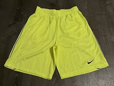 Vintage Y2K Nike Basketball Training Shorts—Volt Green Medium M—Baggy Fit Swoosh • $18.99