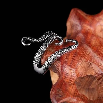 Men Ladies Open Ring Adjustable Jewelry Punk Octopus Tentacle Party Gift • £2.63