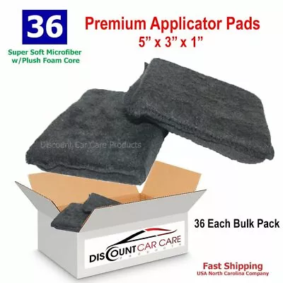 Microfiber Wax Applicator Pads Black | Car Wax Applicator Pad 5x3.75 | 36 Pack • $44.95