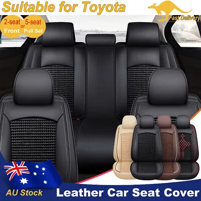 2024 Deluxe Leather Car Seat Covers Full Set/Front Cushion Breathable For Toyota • $103.97