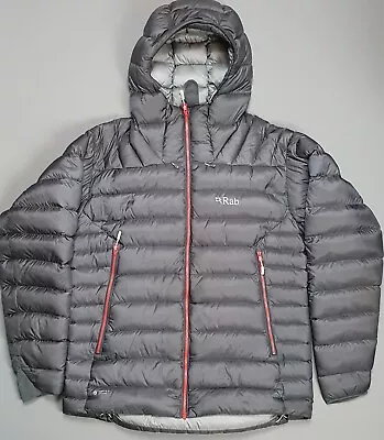 Mens RAB Electron Hooded Insulated Down Jacket Grey Size Large • £120