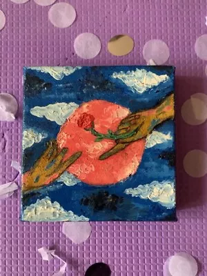 4x4 Oil Painting Michelangelo Inspired Painting Mini Painting Textured Paint • $12