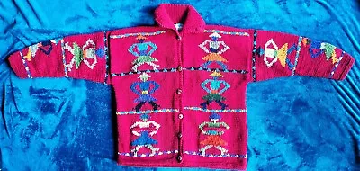 Vintage 90s Womens Handmade Wool Sweater Quichua Village Southwest Native XL • $75