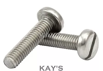 M3 M4 M5mm SLOTTED PAN HEAD MACHINE SCREWS A2 STAINLESS STEEL SLOT BOLTS • £4.49