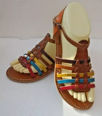 £18.99 • Buy 100% MOROCCAN LEATHER  GLADIATOR SANDALS MULTI COLOURS * 5 Sizes Available