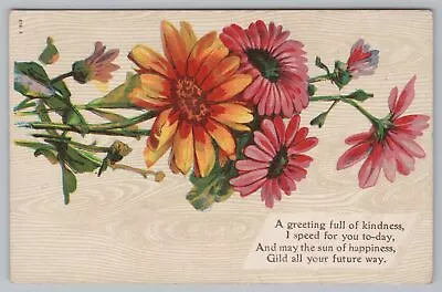 Greetings~Pink And Yellow Flowers~Kindness~Future Way~Vintage Postcard • $3.20