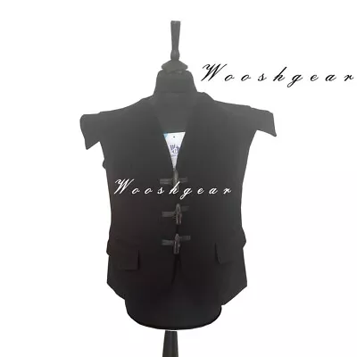 Jacobite Waistcoat Black Wool Uk56r Eu 66r Scottish Kilt 3 Toggle • £44.99