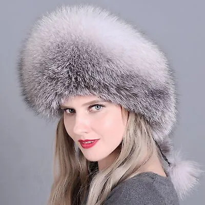 Real Fox Fur Hat Women's Russian Ushanka Trapper Snow Skiing Caps Earflap Warm • $29.50