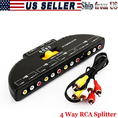 4-Way Port Audio Video RCA Splitter With RCA Cable AV Switch Box Game Selector • $14.99