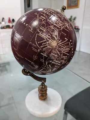 Modern 10 X6  Marble And Pvc Burgundy Geographic Globe • $30