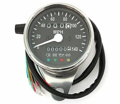 Mini Speedometer W/ Indicators & Trip Meter - 2240:60 - Chrome & Black - MPH • $67.95