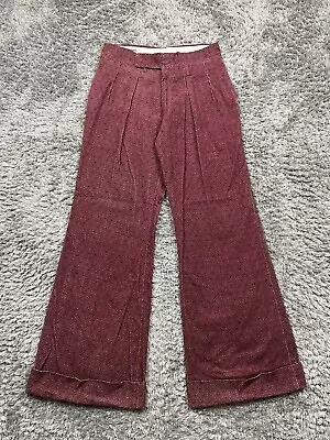 Vintage UFO 70s Tweed Plaid Pleated Flare Bell Bottom Pants Waist 30 • $79.90