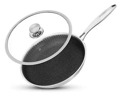 £35.99 • Buy Non Stick Tri Ply Frying Pan Stainless Steel Large Oven Safe Lid Induction Hob 