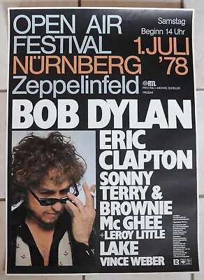 $169 • Buy Bob Dylan Eric Clapton Rare Original Vintage 1978 Concert Poster NEAR MINT, Tour