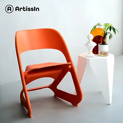 $139.95 • Buy ArtissIn Dining Chairs Office Cafe Stackable Plastic Outdoor Chairs X4 Orange