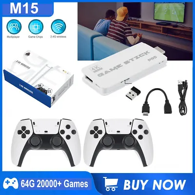 20000+HDMI 4K TV Video Game Stick Console 64GB Retro Games+2xWireless Gamepad UK • £33.99