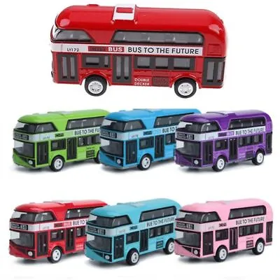 Toys Double Decker Bus Pull Back Toys Diecast Cars Toy Bus Toy Model • £5.11