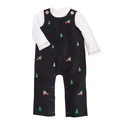 Mud Pie Baby Boys Christmas Holiday Navy Corduroy Embroidered Longall Set • $35