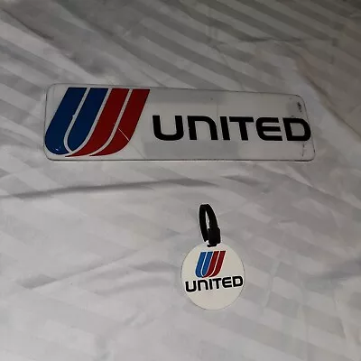 Vintage United Airlines Signage And Luggage Tag • $80