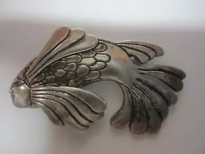 VINTAGE Signed LAUREL BURCH SilverTone  KOI  FISH PIN BROOCH • $10.75