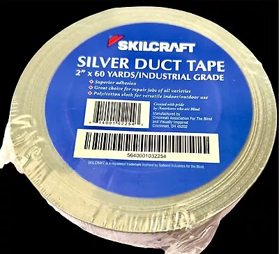 TWO(2)Rolls SKILCRAFT Industrial Grade Silver Duct Tape 2”x60 Yards 9 Mil Thick • $16