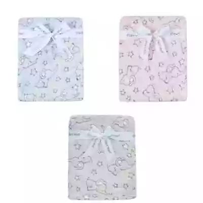 Baby Boy Girl Jacquard Fleece Blanket Elephant Stars Pram Crib Moses Basket • £7.95