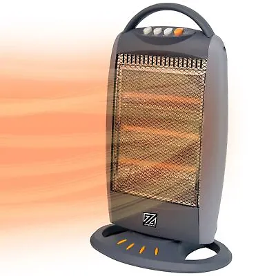 Halogen Heater Upright Flat Portable Electric Fan Heater 3 Bar Heat Mode 1200W • £21.95