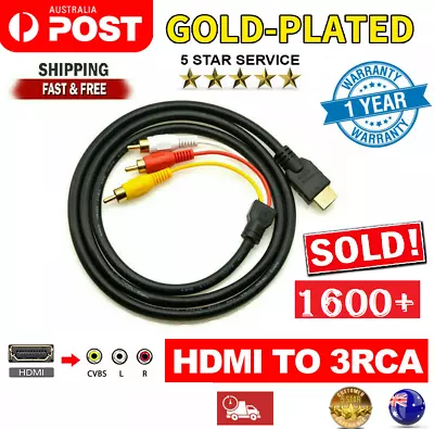 HDMI Male To 3 RCA Male Cable Video Audio Converter Component AV Adapter HDTV • $12.49